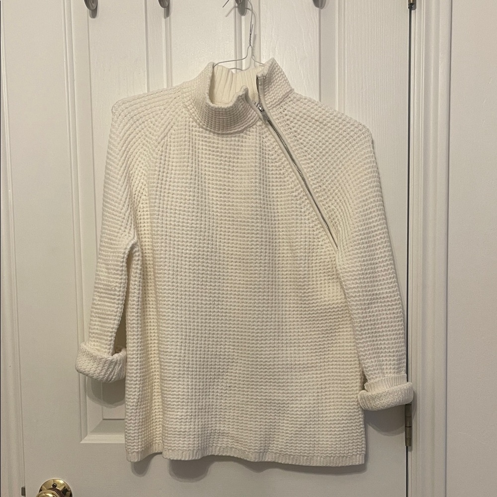 Taylor Cream Turtleneck/zipperneck zipper accent Sweater